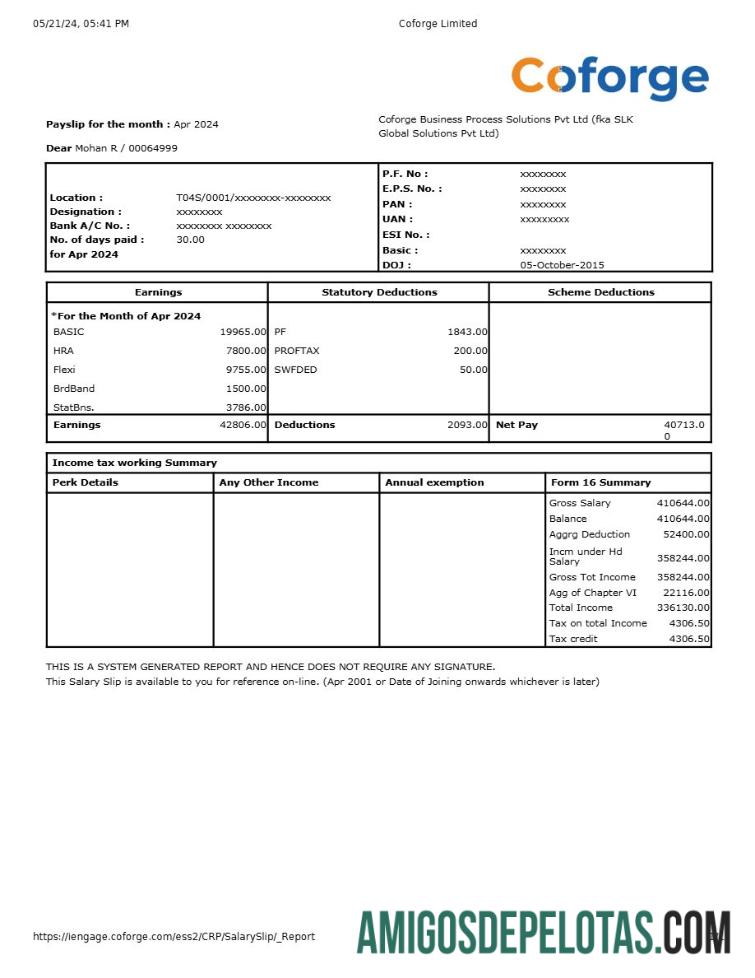 Imprimível Modelo de recibo de pagamento da Coforge IT Company em formatos Word e PDF.pdf, 1